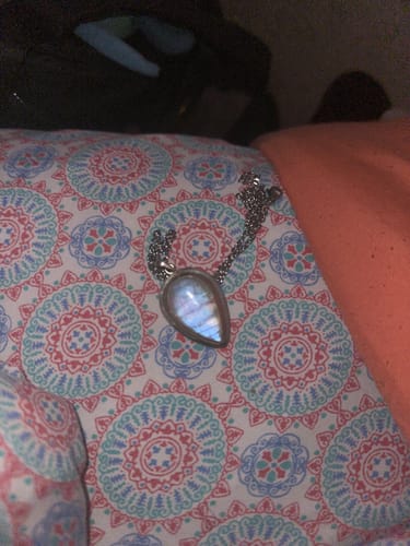 Customer photo review of Rainbow Moonstone (White Labradorite) Pendant