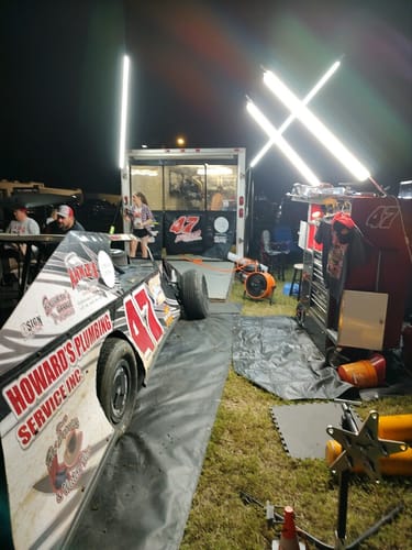 Customer photo review of Racing Trailer Pit Light – Dual 5 Foot Pole 20,000 Lumens