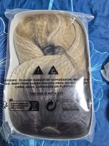 Customer photo review of High Temperature Fiber Wig Ombre Brown-Blonde Long Straight Bangs — Ombre Brown-Blonde | KIMLUD