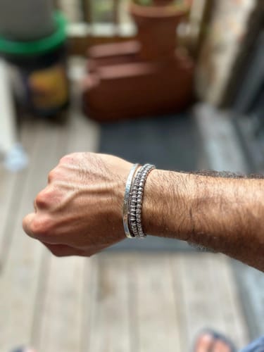Customer photo review of Real 925 Sterling Silver Hammered Cuff Bangles for Men and Women Handmade Polished Fine Jewelry
