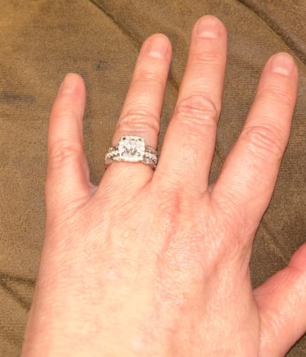 Customer photo review of Halo Cushion Cut CZ Ring in Sterling Silver