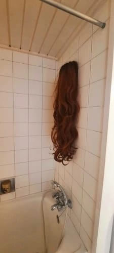 Customer photo review of Synthetic Wig Long Loose Wave With Bangs — Brown-Blonde Ombre | KIMLUD