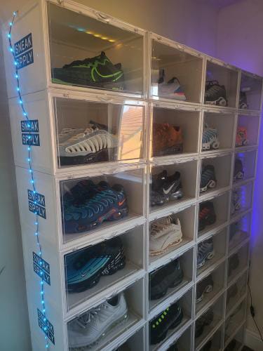 Customer photo review of STACK V1 Sneaker Display Crates - Black (2 Pack)