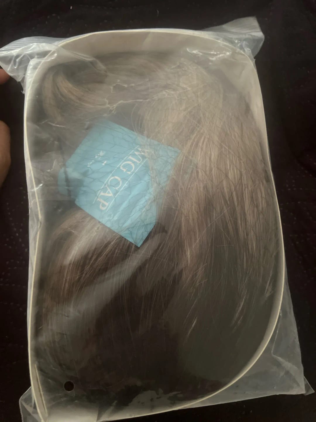 Customer photo review of High Temperature Fiber Wig Ombre Brown-Blonde Long Straight Bangs — Ombre Brown-Blonde | KIMLUD
