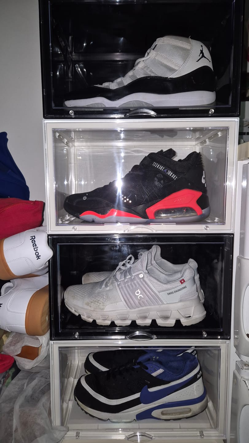 Customer photo review of STACK V1 Sneaker Display Crates - White (2 Pack)
