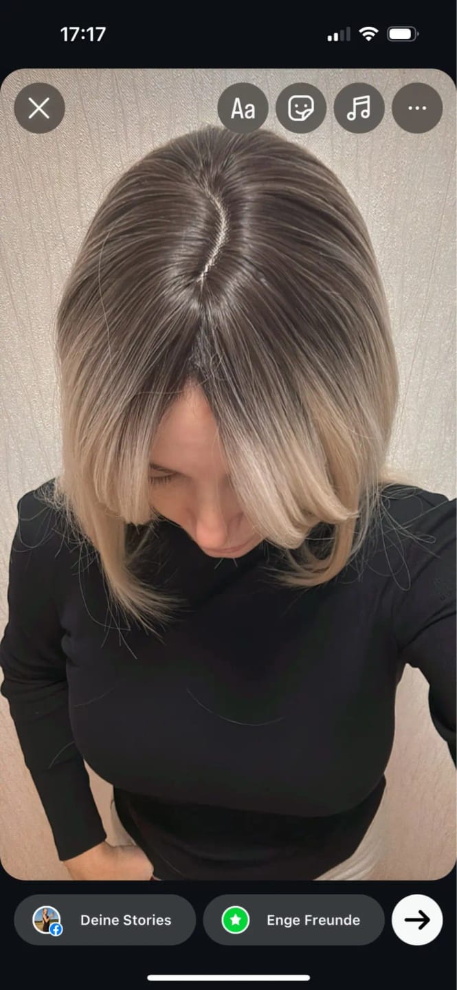 Customer photo review of High Temperature Fiber Wig Ombre Brown-Blonde Long Straight Bangs — Ombre Brown-Blonde | KIMLUD