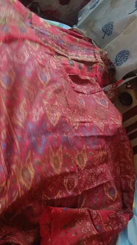 Customer photo review of Pashtush Womens 100% Pure Wool With Woolmark Certificate Shawl, Ethnic Palla Design, Maroon