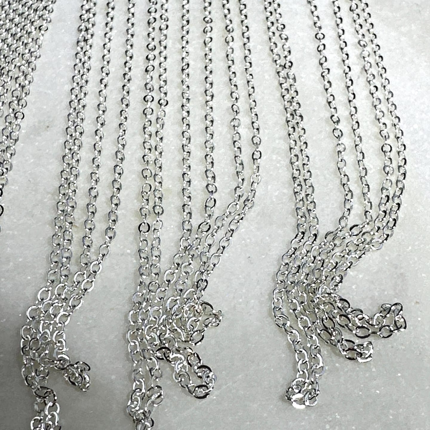 Customer photo review of Dainty Necklace for Women Very Thin Delicate 1.5mm Silver Link Chain Necklace Choker 16 18 20 Inches Cable Chain for Jewelry Making