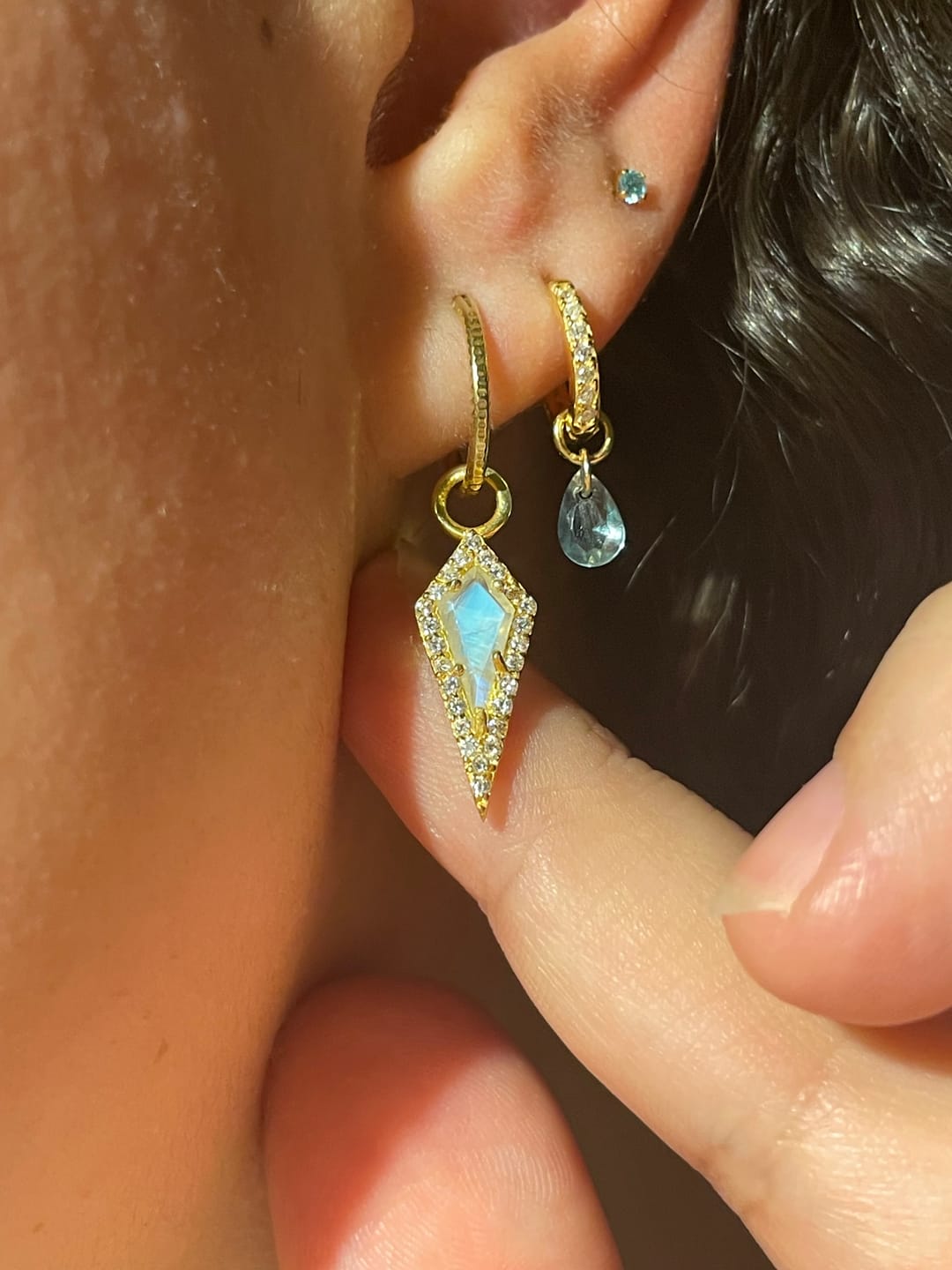 Customer photo review of AURA Mini Moonstone Pavé Kite Charm