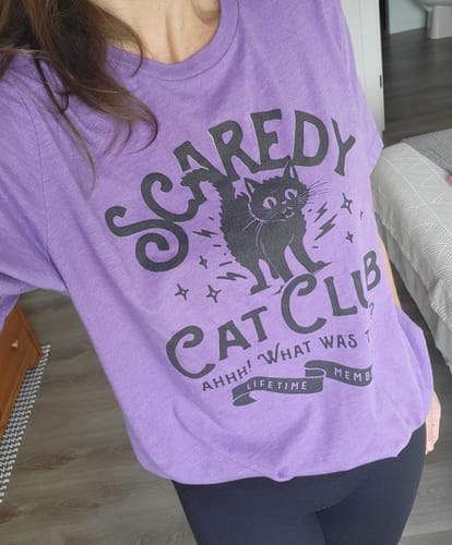 Customer photo review of Scaredy Cat Club Tee