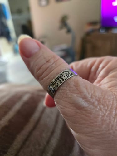 Customer photo review of Personalized Wings Memorial Rings Set of 2 Stacking Ring