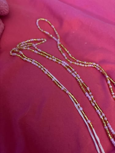 Customer photo review of Adore Me Soft Pink Tie On Waist Beads