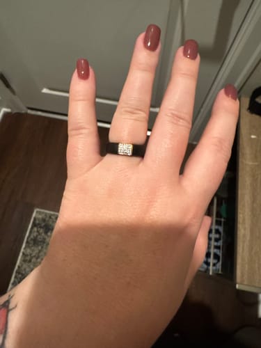 Customer photo review of New! Silicone Ring with Metal Frame and Stones