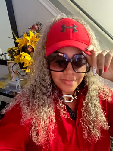 Customer photo review of Luvwin 13x4 Salt And Pepper Long Deep Curly Glueless Gray Color Pre-Cut Lace Wig