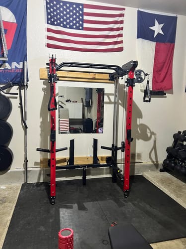 Customer photo review of Major Fitness F35 All-In-One Home Gym Wall-Mount Folding Power Rack