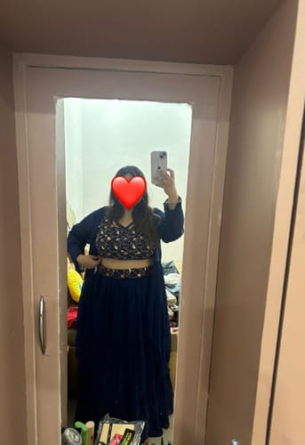 Customer photo review of Teal Blue Sequins Embroidered Georgette Lehenga Choli With Shrug