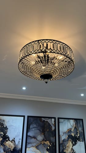 Customer photo review of Carved Crystal Drum Semi Flush Mount