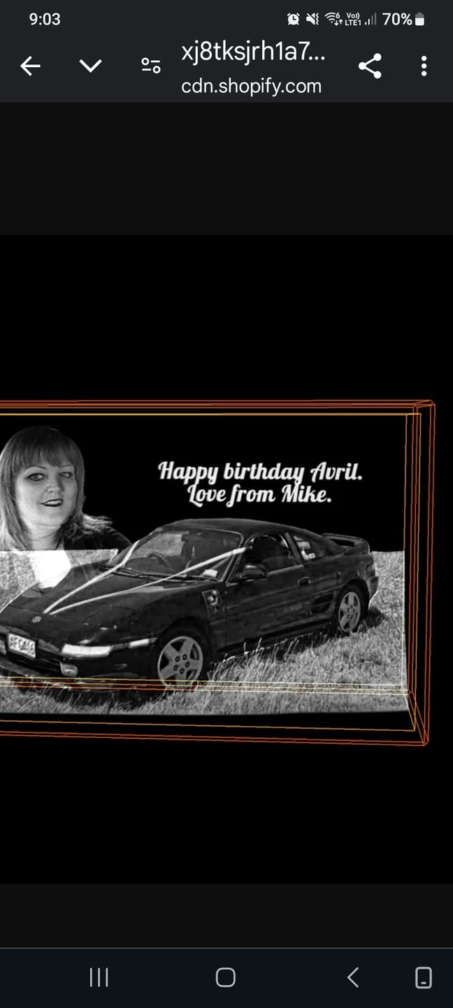 Customer photo review of NZ Made Personalised Large 3D Photo Crystal Rectangle - 80mm x 120mm x 60mm