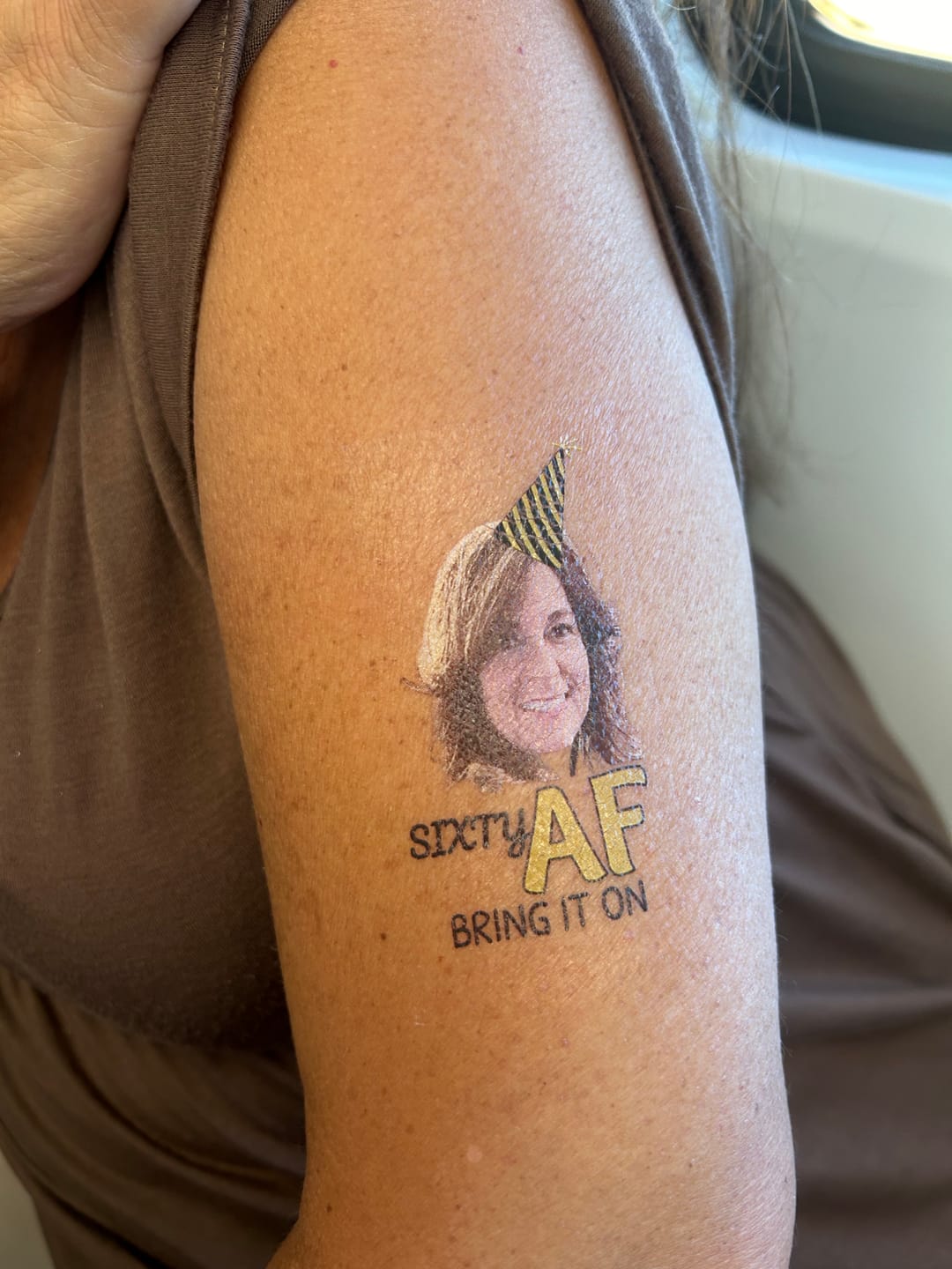 Customer photo review of Birthday AF - Temporary Tattoo