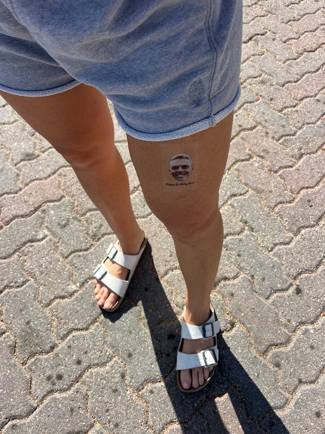 Customer photo review of Face Cut-Out Photo with Text Temporary Tattoo