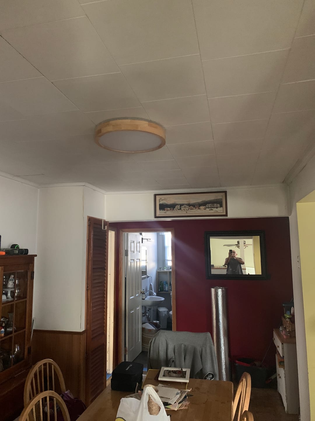 Customer photo review of Scandinavian Wooden Round LED Flush Mount