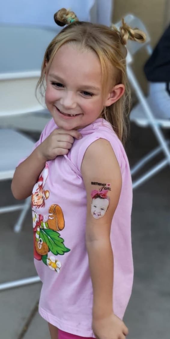 Customer photo review of Baby Birthday Girl Tattoo