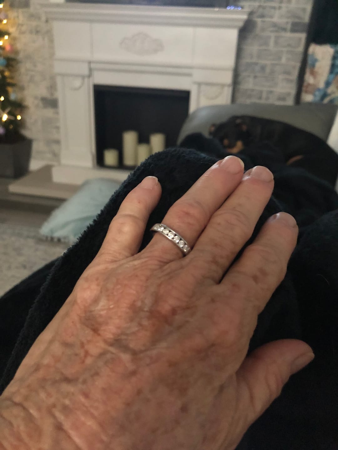 Customer photo review of Channel Set Moissanite Half Eternity Wedding Band Ring In Sterling Silver