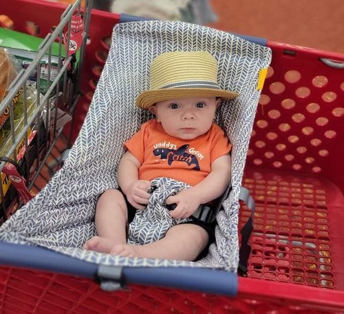 Customer photo review of Baby Shopping Cart Hammock - Blue Little Arrow