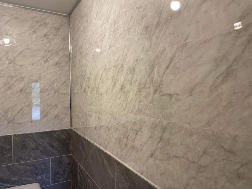 Customer photo review of 4 Pack | 8mm Grey Marble Gloss Wall & Ceiling Panel 2.6M