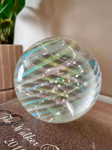 Customer photo review of Dichroic Rainbow Orb with Cremains