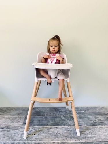 Customer photo review of Modern Baby High Chair + Convertible Toddler Chair
