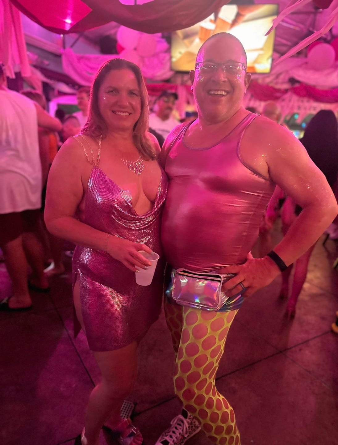 Customer photo review of Pink Backless Chainmail Dress