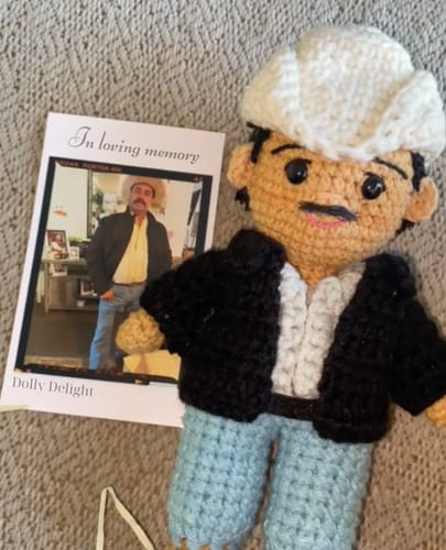Customer photo review of Dolly® Personalized Crochet Doll with Photo Card
