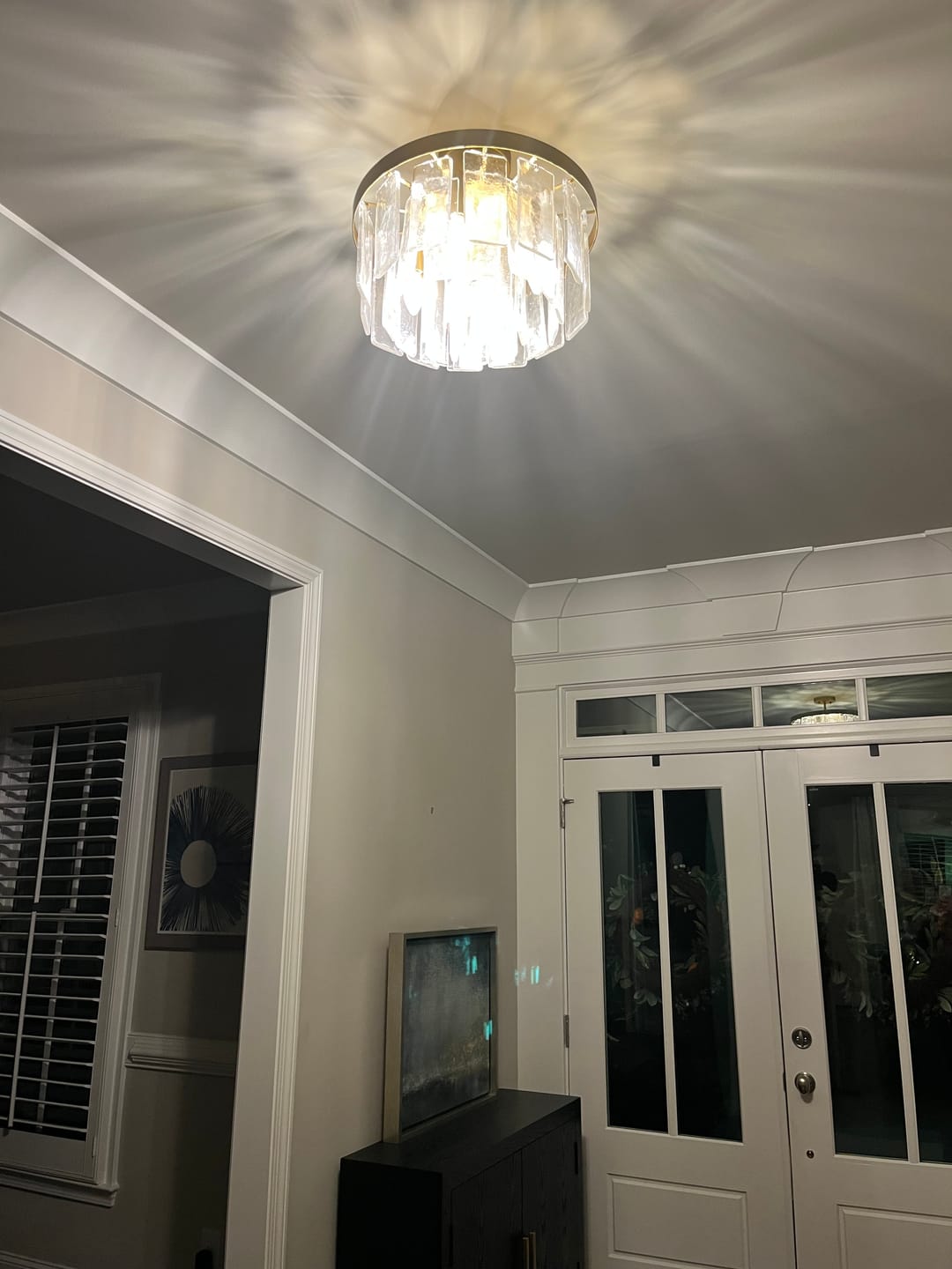 Customer photo review of Tiered Hammered Water Glass Round Semi Flush Mount