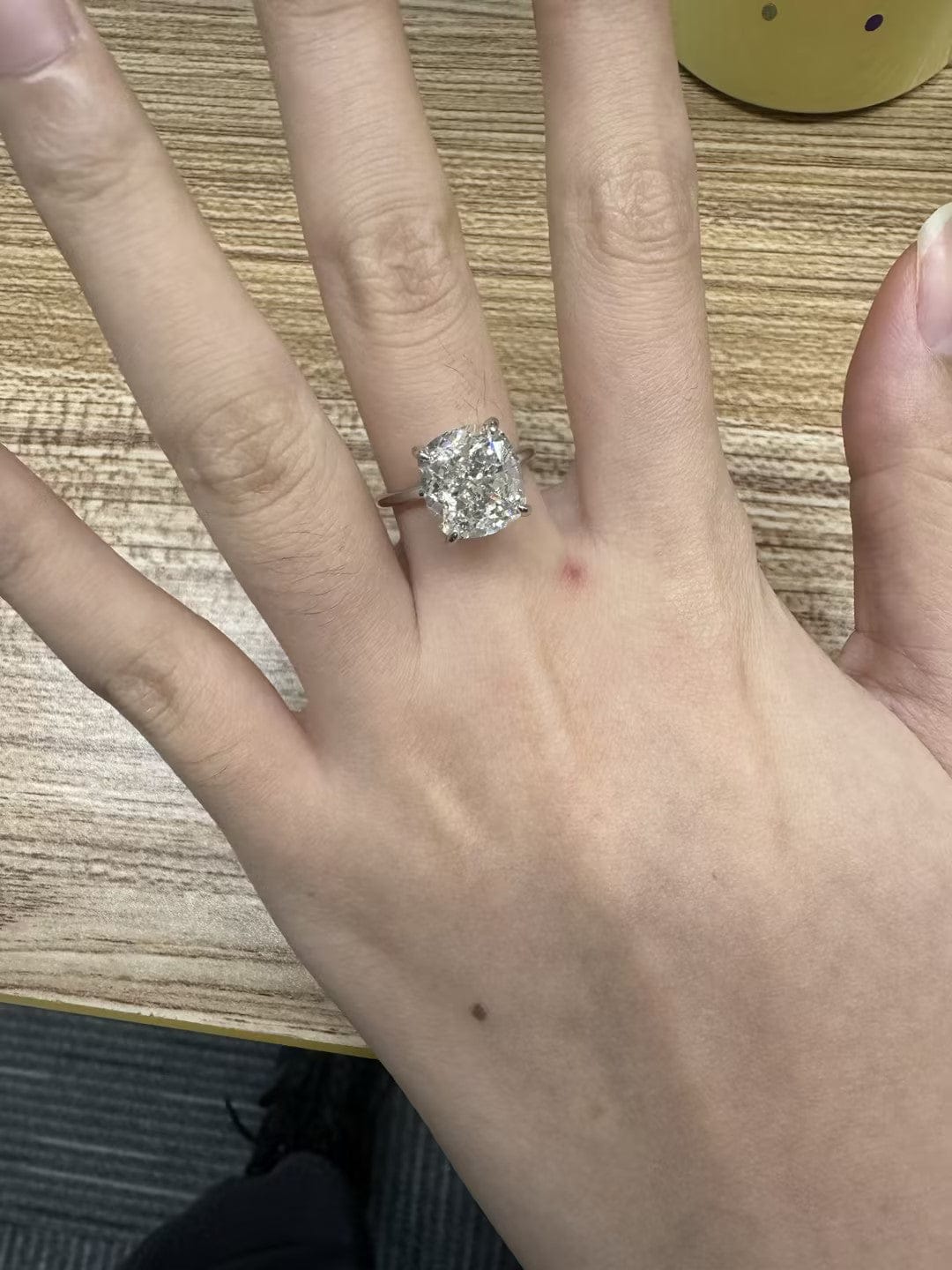 Customer photo review of S925 3.0Ct~6.0 Ct Cushion Cut Engagement Ring In Sterling Silver For Everyday Wear Travel Ring