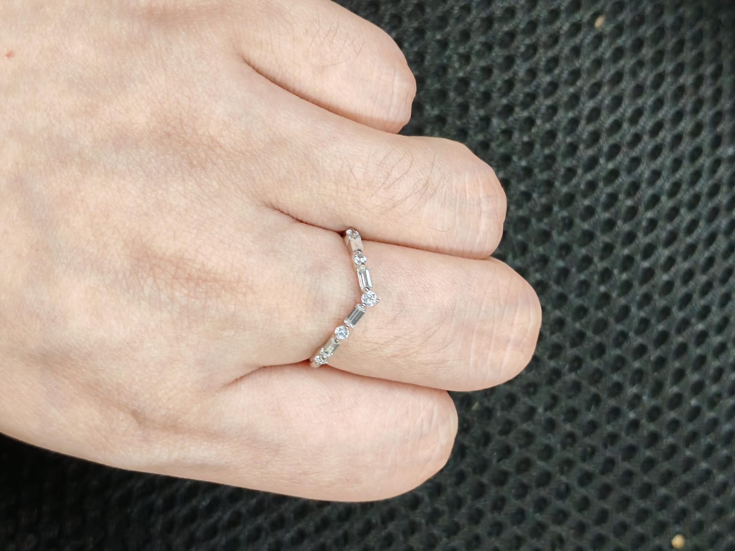 Customer photo review of Louily Exclusive V-shaped Design Half Eternity Wedding Band