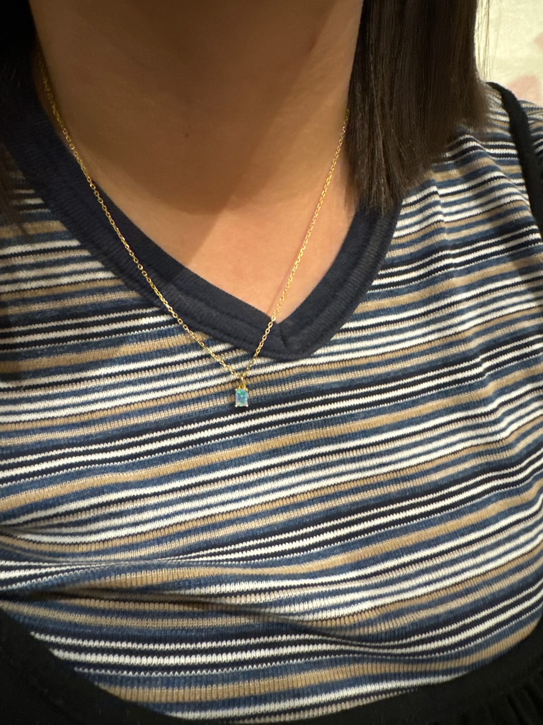 Customer photo review of Birthstone Opal Necklace - October