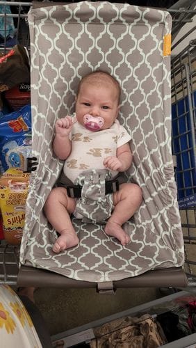 Customer photo review of Baby Shopping Cart Hammock - Gray/Aqua