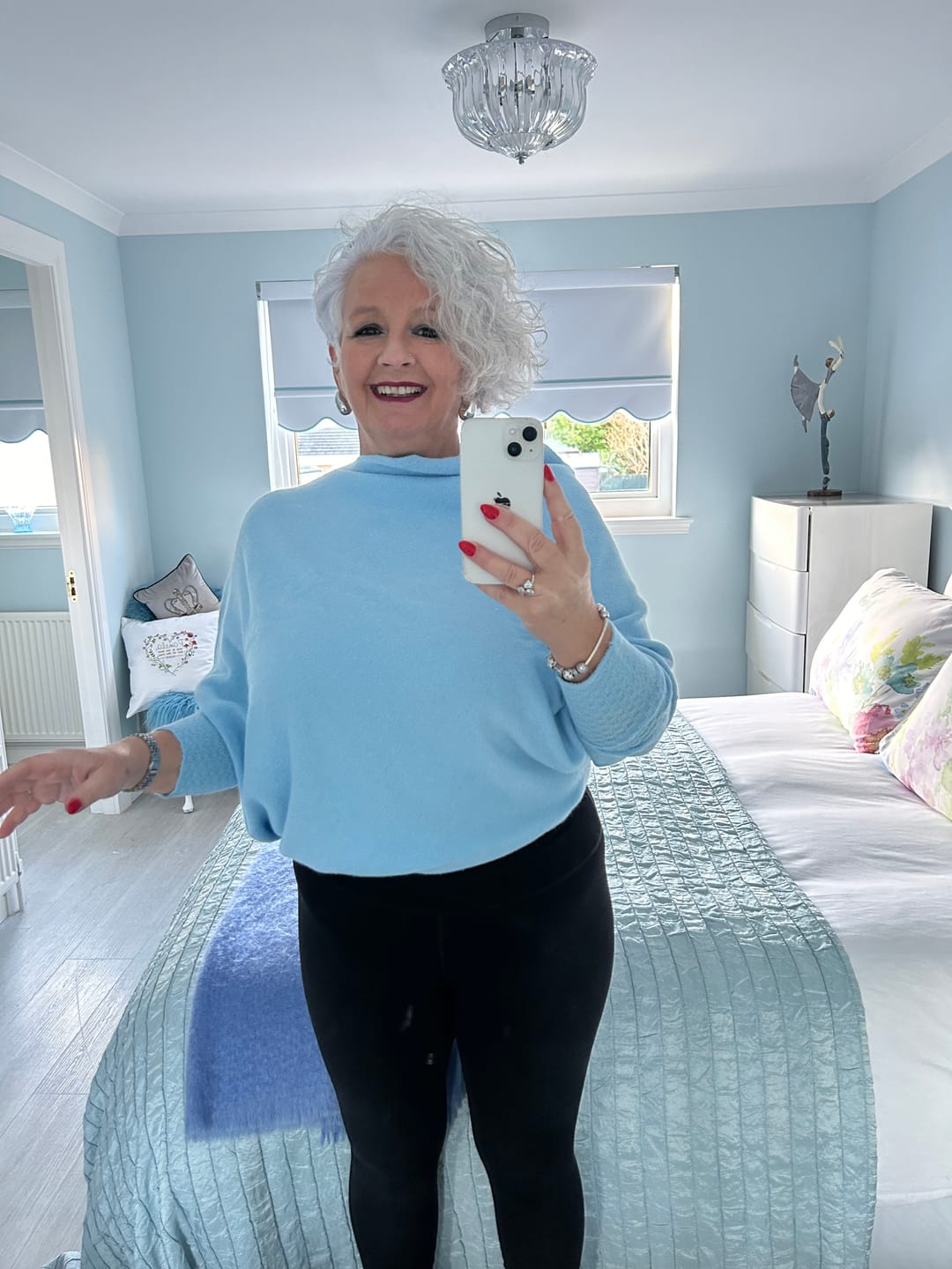 Customer photo review of Soft Knit Asymmetric Jumper - Pale Blue