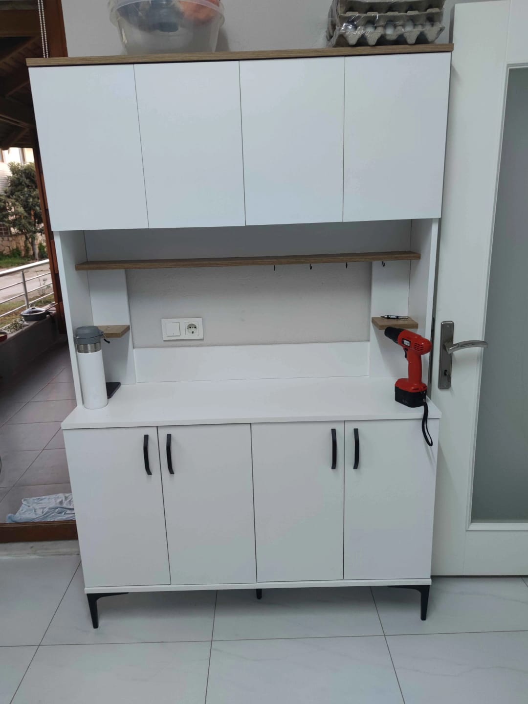 Customer photo review of Rani JE176 Çok Amaçlı Dolap 8 Kapaklı Kiler Mutfak Dolabı Sepet Ceviz - Beyaz