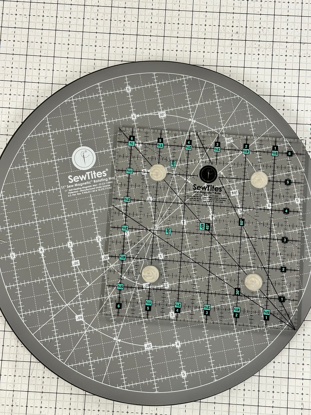 Customer photo review of PRE-ORDER: Sew Magnetic 11" Rotating Self-Healing Cutting Mat by SewTites
