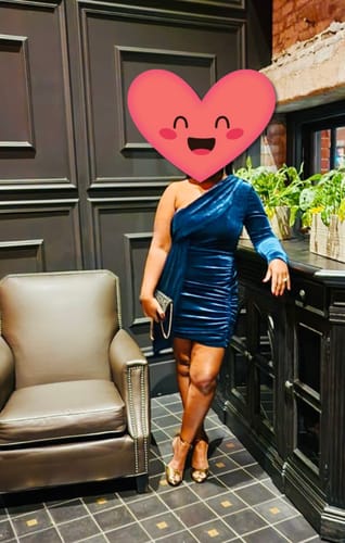 Customer photo review of Nadine Blue Velvet One Shoulder Mini Dress