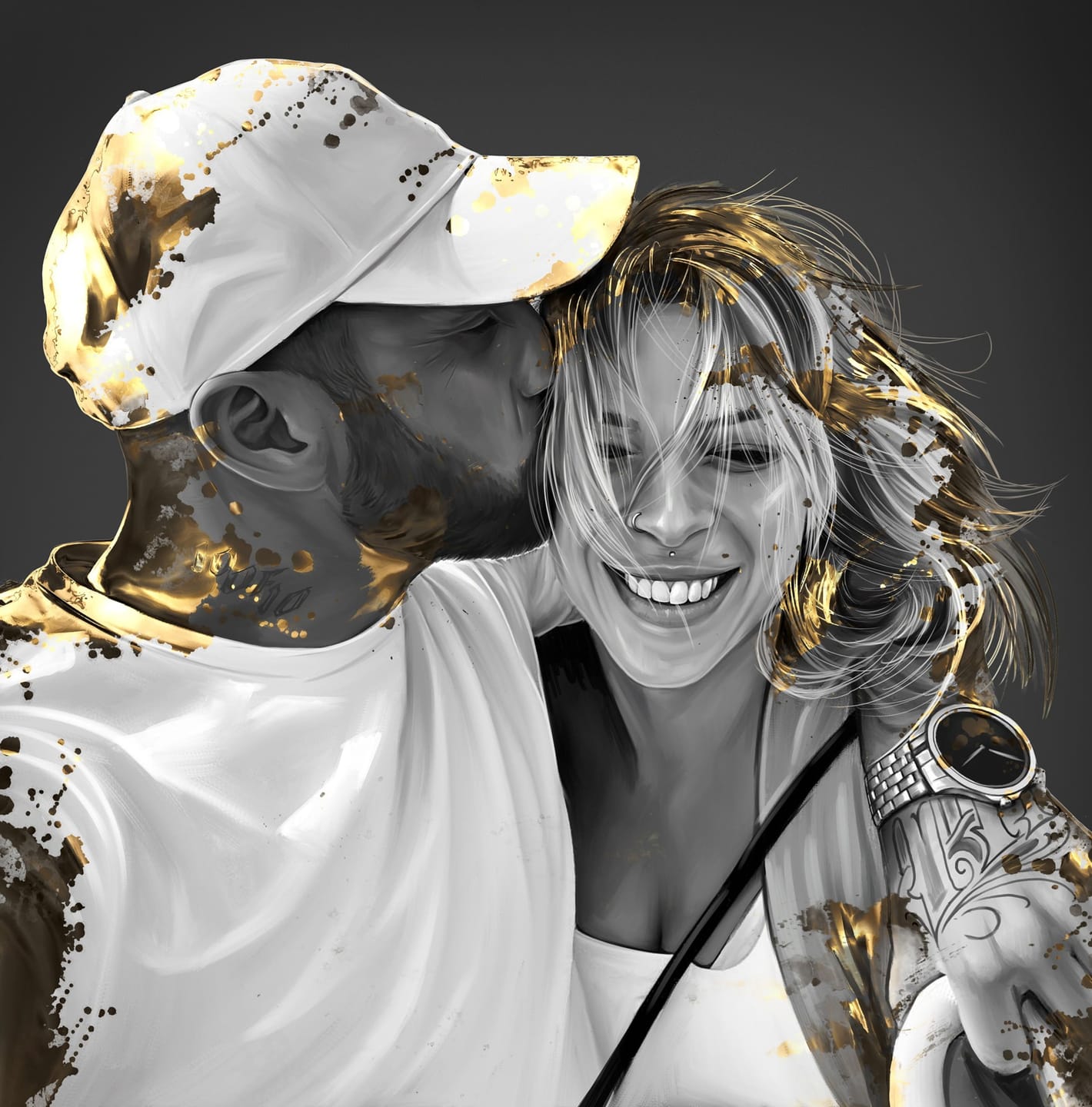 Customer photo review of Handgemaltes Haustierportrait auf Premium Leinwand im Gold Stil