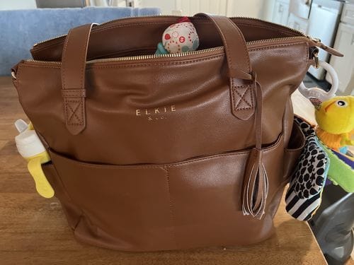 Customer photo review of The Aberdeen - Saddle (Ultimate Mom Bag)