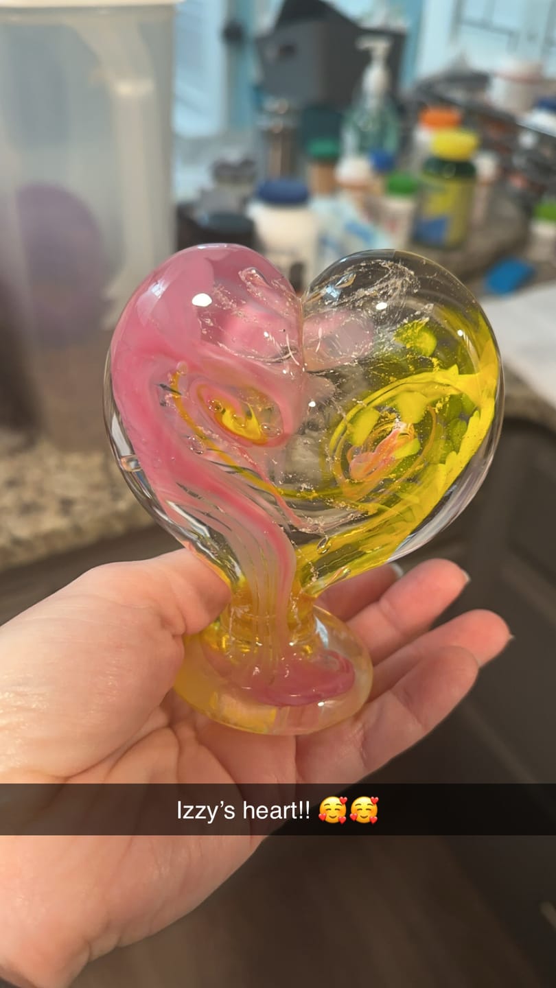 Customer photo review of Glass Heart with Cremation Ash - Standing