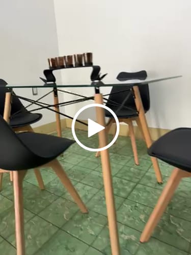 Customer video review of Comedor Mesa Oslo Cristal T5  + 4 Sillas Frankfurt