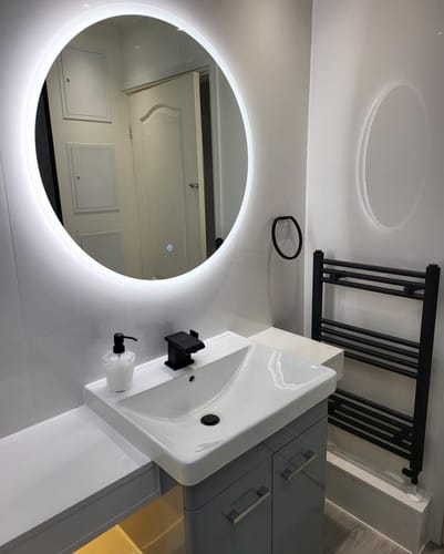 Customer photo review of Premium White Gloss Shower Wall Panel – 2400 x 1000mm