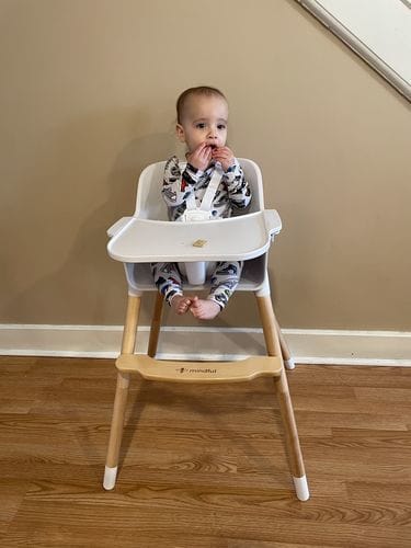 Customer photo review of Modern Baby High Chair + Convertible Toddler Chair