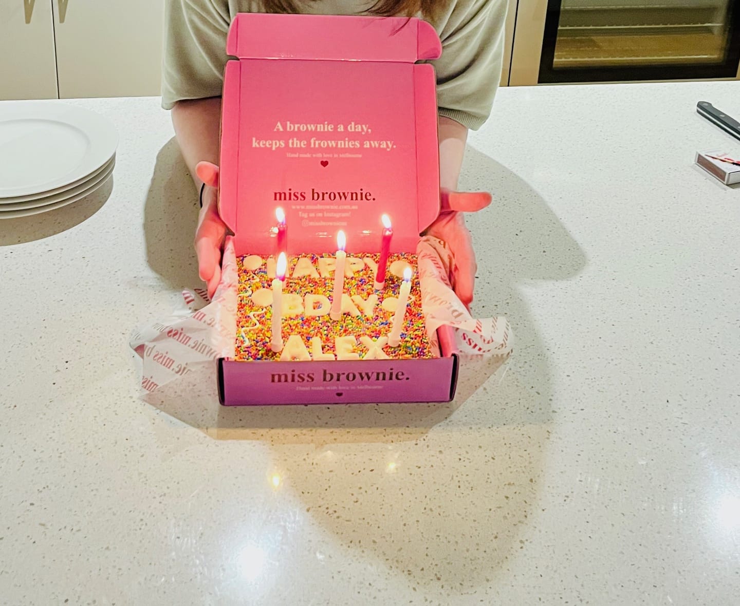 Customer photo review of Mini Custom Birthday Brownie