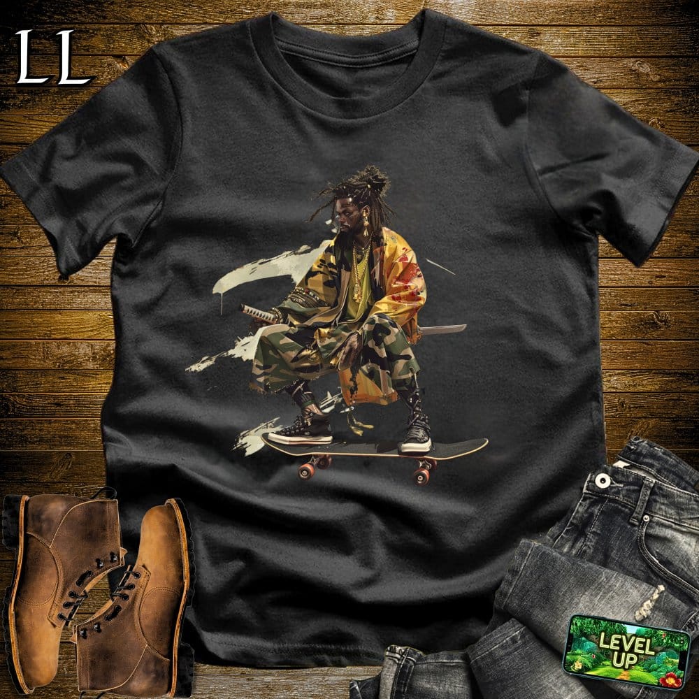 Customer photo review of DreadLocks Skateboard Samurai Softstyle Tee